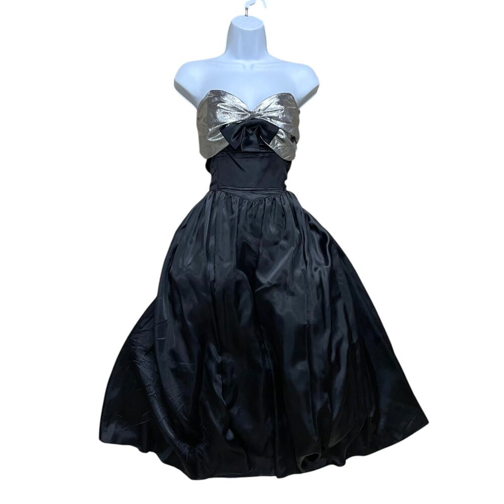 Jessica McClintock Gunne Sax 11/12 Dress Black Strapless Gown Prom 90s Vintage